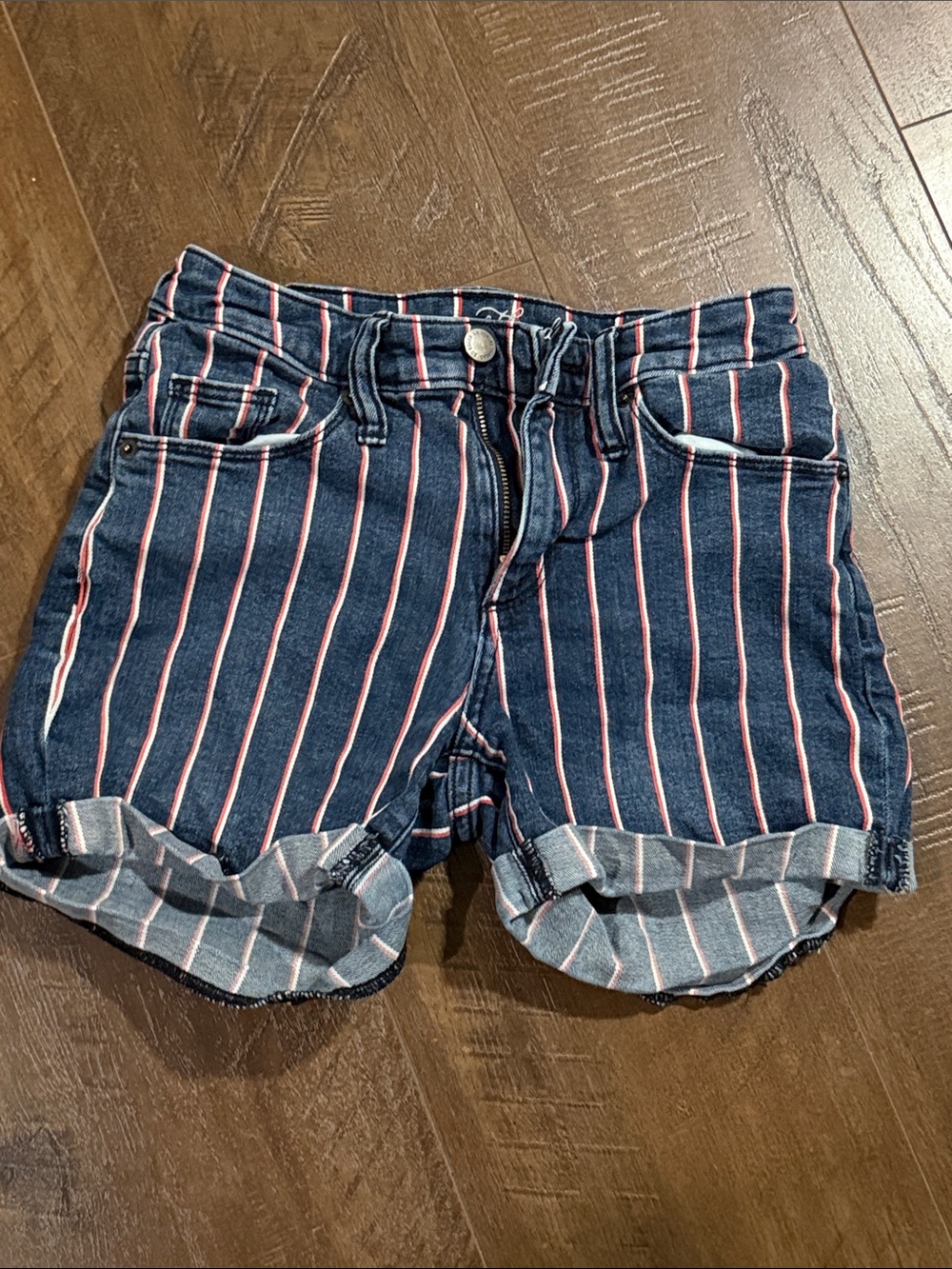 Universal Thread Navy Denim Shorts with Red Pinstripes